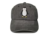 ZKFE Embroidered Penguin Baseball Cap for Kids Child, Gift for Boy Girl Toddler, Washed Black Adjustable Snapback Dad Hat for Children