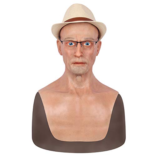 ZRB Silicone Head Mask Handmade Lifelike Middle-Aged Male Face Soft Flexible Fully Enclosed