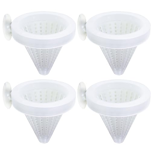 4Pcs Fish Food Feeder Funnel-Shaped Fish Feeder for Worms 2.6x2.7 Inch Aquarium Feeder with Suction Cup Long Lasting Plastic Fish Food Feeder for Fish Tank Aquarium AccessoriesFish Tank AccessoriesAq