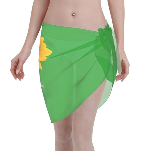Vestido de playa elegante con estampado de girasoles florecientes, para cubrir el bikini, vestido de traje de baño, perfecto para piscina y centro turístico, color negro, Negro, talla única