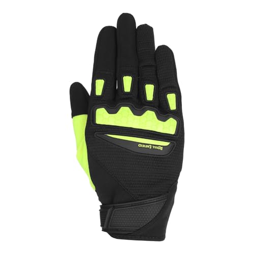 Image of Royal Enfield Urban Hustler V2 Riding Gloves 100% Polyester Air Mesh for Ventilation | TPR Knuckle Protectors | Microsuede Grip Patch | Poly Stretch Fabric for Better Flexibility NEON Green L 22CM