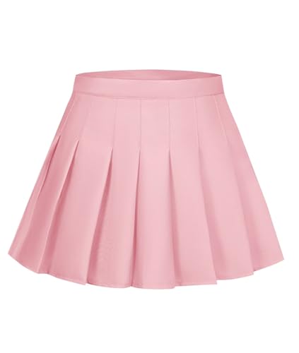 Women's Pink Pleated Skirt High Waisted A-line Pleated School Uniform JK Skirt Skater Tennis Size 2XL