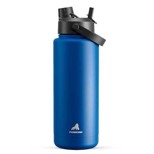 Image of POWCAN 40 oz Insulated Water Bottle with 2-in-1 Straw and Spout Lid, Keep Cold 24H, Leak-Proof, BPA-Free, Double Wall Stainless Steel Water Bottle for Sports, Gym, Travel, and School (Pacific Ocean)
