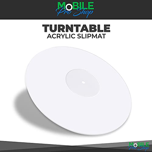 Mobile Pro Shop Acrylic Turntable Mat - Acrylic Slipmat For Vinyl Lp Record Players - Improves Sound Quality & Provides Tighter Bass - Anti Static Platter Mat (White) #TOP2
