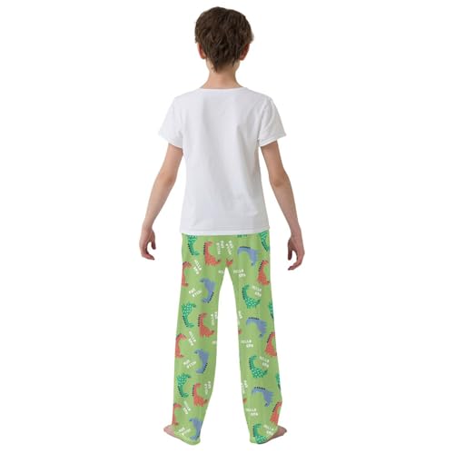 ZZXXB Hello Dino Boys Long Pants Soft Trousers Elastic Waist Kids Lounge Bottoms with Pockets S-XL3