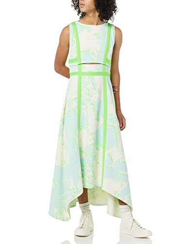 Making the Cut Season 3 Episode 7 Winning Look Yannik's Sleeveless Cut-out Asymmetric Hem Maxi Dress, Blue Print, XXL