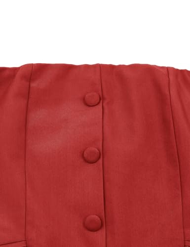 Fallorchid Women's Non functional Button Front Strapless Sleeveless Tops Vest Casual Split Hem Tube Top4