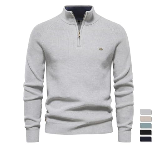 Cotton Zipper Cardigans for Men Fashion Casual Social Sweaters High Collar Warm Winter Knitted Sweater2