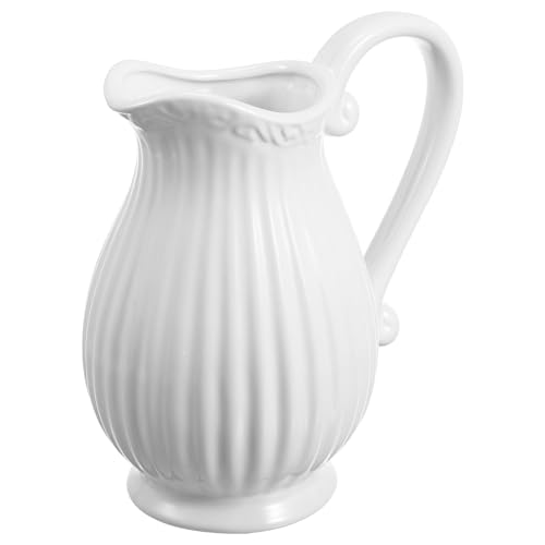 Vase pichet en céramique blanche pour sublimer facilement vos bouquets de fleurs séchées - 2