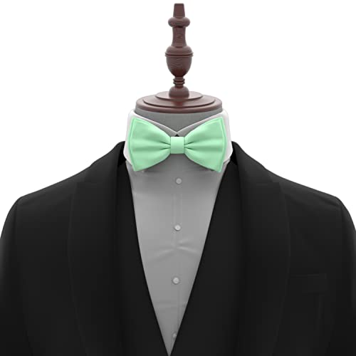 Adam Young Boy's Green Mint Bow Tie Pre-Tied Style Formal Satin Classic Bowtie for Tuxedo Faux Silk (Medium, Mint)4