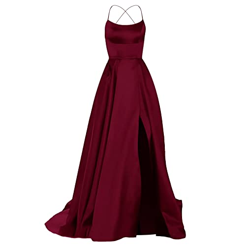 Robe de soirée longue pour femme élégante en satin noir style robe droite en V