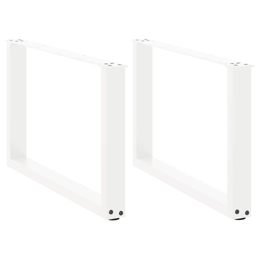 SXZenSpace Coffee Table Legs U-Shaped 2 pcs 60 x 43 cm White Steel with Adjustable Feet Modern Support for Living Room Dining Desk