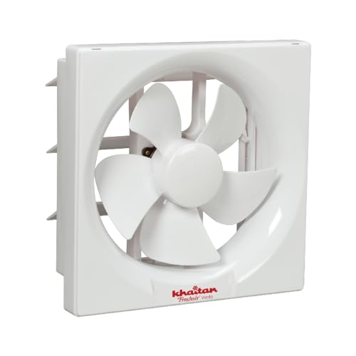 Image of Khaitan Vento Exhaust Fan For Kitchen, Bathroom with Strong Air Suction, Rust Proof Body and Dust Protection Shutters (White) (200 MM)