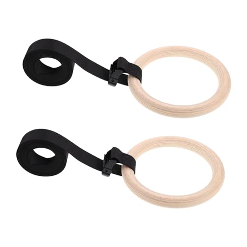 Anillas de gimnasia de madera con correas ajustables