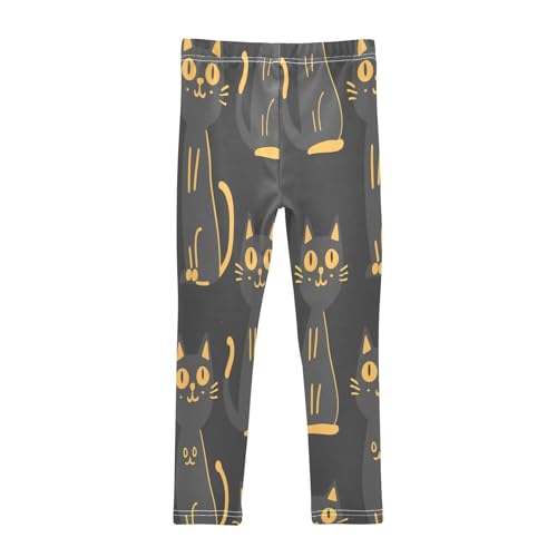 Toddler Girls Leggings Printed Yoga Pants Leggings Yellow Grey Cat for Kids2