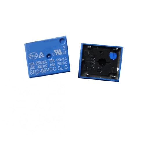 Relé SRD-09VDC-SL-C T73-9V para reparar placas dañadas y evitar sobrecargas en circuitos de 5 pines