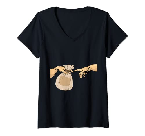 Womens Creation of Adam Michelangelo The Creation of Adam Art V-Neck T-Shirt