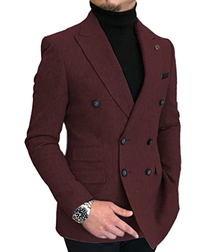 Dennis Dress Suit Jacket for Men Wool Blazer Suit Slim Fit Double Breasted Business Jacket Suit Tweed