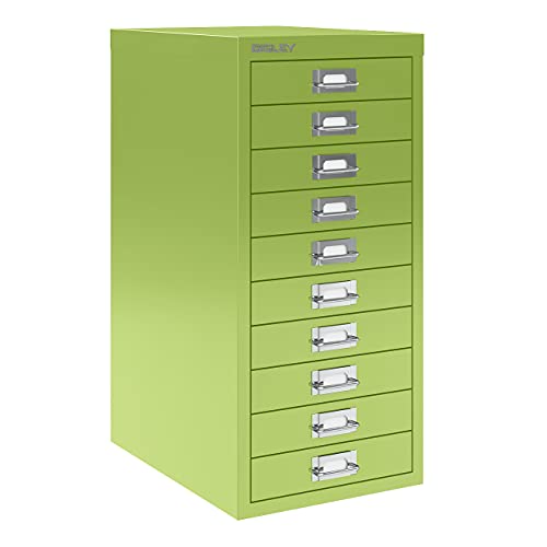 Bisley 10 Drawer Steel Under-Desk Multidrawer Storage Cabinet Green MD10-GR