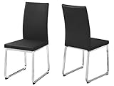 Monarch Specialties Silla de comedor – 2 piezas, 96,5 cm de alto, aspecto de piel negra, cromada