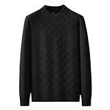 Men Solid Vintage Pullover Sweater Long Sleeve Soft Thick Warm Wool Knit Jumper Black 7XL