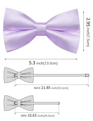 Image of Solid Color Bow Ties for Men Silk Pre-tied Tuxedo Bowtie Set 4PCS | Pre-tied in 3 seconds,adjustable 4PCS bow tie and pocket square cufflinks lapel pin set,wedding,formal,party,prom,graduation