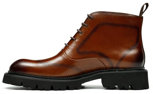 Santimon Men's Dress Casual Oxford Boots - Genuine Leather Wingtip Brogues Chelsea Ankle Boots for Wedding, Business & Formal Wear2