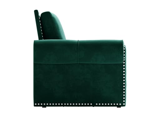 Image of Eafurn 93.7 inch King Size Pull Out Sofa Bed, 3-in-1 Convertible Sleeper Sofa Couch Bed with Nailhead Decor and Rolled Arms, Velvet Oversized Chesterfield Loveseat Chaise Lounge