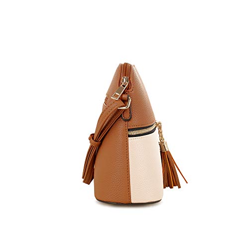 Image of SG SUGU Lunar Lightweight Medium Dome Crossbody Bag Shoulder Bag with Tassel | Zipper Pocket | Adjustable Strap