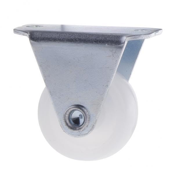 2x1'' White PP Fixed Plate Caster Wheel 10kg 22lbs Cabinet Drawer Trolley Cart-image-7