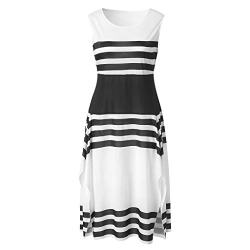 Robe d'été sans manches à rayures noires et blanches et coupe cintrée