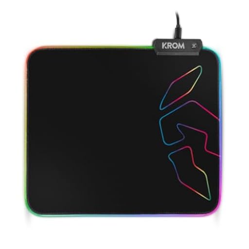 KROM Knout RGB - Alfombrilla Gaming para Ratones de Ordenador, Base de Goma Antideslizante, Marco Cosido con Tira LED RGB, tamaño 320x270x3 mm, Color Negro | Ya disponible en tu tienda friki favorita! En mundofriki.es!