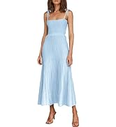 Tie Strap Dress for Women Long Summer Knitted Dress Casual Maxi Sundress  Square Neck A Line Backless Spaghetti Straps Trendy Dresses for Holiday  Party Resort Wedding Dresses for Guests Light Blue M