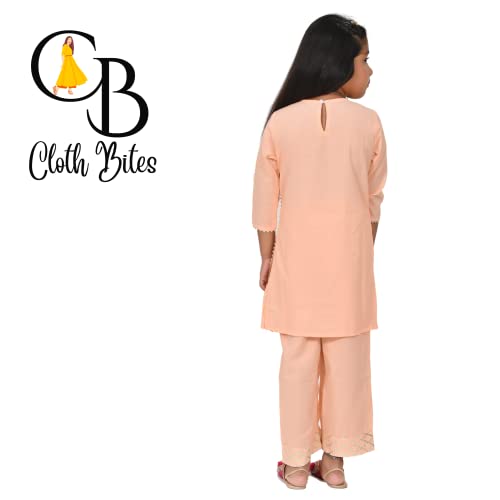 Image of Rayon Kurta Pant Set for Girl Child, Gota Work Kurti with 3 /4 Selvess, Round Neck Traditonal Dress,Ethnic Wear Kurti for Kids
