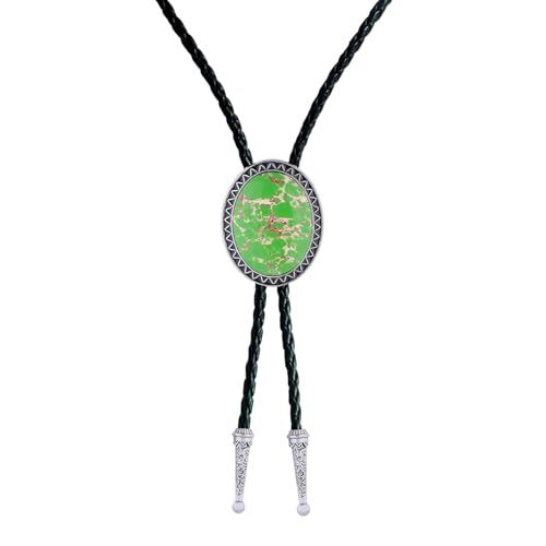 Image of Vintage Western Cowboy Rodeo Black Agate Bolo Tie for Men Women | Premium braided leather, adjustable sliding clasp, anti-tarnish alloy pendant, versatile western bolo tie