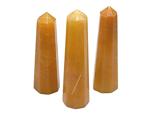 Image of Amazing Gemstone Yellow Aventurine Crystal Towers - Natural Healing Crystal Point Obelisk for Reiki Healing and Crystal Grid (3 inch to 4 inch INCH)
