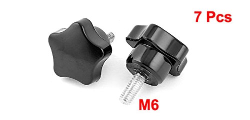 Sourcingmap M6 6mm Dia 15mm Length Thread Star Head Screw Knob Handle Black 7Pcs - Image 3