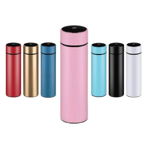 Botella termo 500 ml con Display LED Táctil de Acero Inoxidable | Mantiene la temperatura hasta 12 horas Calor/Frío (Rosa)