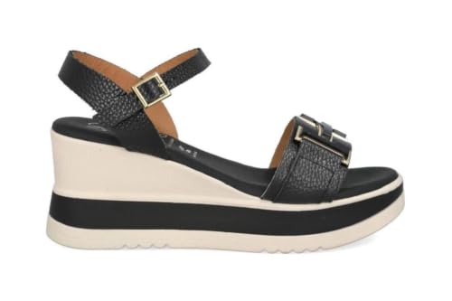 Sandales compensées femme Oh! My Sandals 5981 en cuir naturel et plateforme