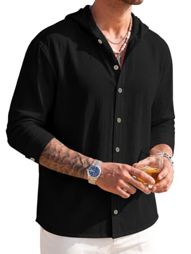 Image of Noble Monk Men's Solid Regular Fit Shirts| Shirt with Hood | Casual Wear for Men | Full Sleeve Shirt | Stylish Shirts for Men