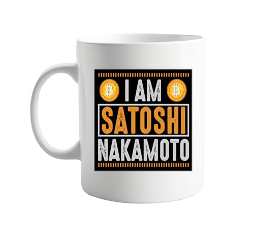 signkitsuk Taza con texto en inglés 'I Am Satoshi Nakamoto, 325 ml, divertido regalo para fundador de Bitcoin, taza de café para entusiastas de las criptomonedas, humor blockchain, taza de meme para