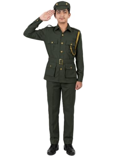 Image of BookMyCostume Premium Fabric Army Soldier with Whistle Professional Community Helper Kids Fancy Dress Costume 11-12 Years