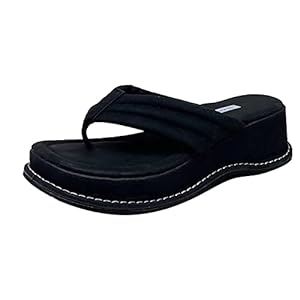Heren strandschoenen, humane verdikking expanderende slippers, vrouwen hoge hak sandalen open tap sandalen flip-flops,Black,36