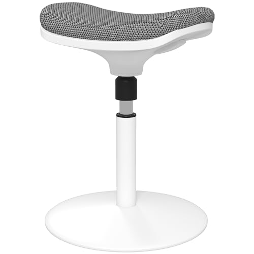 HOMCOM Sgabello Ergonomico ad Altezza Regolabile con Inclinazione a 5°, Sgabello Moderno in Poliestere, Schiuma e PP, 41.5x41.5x51.5-71.5 cm, Grigio