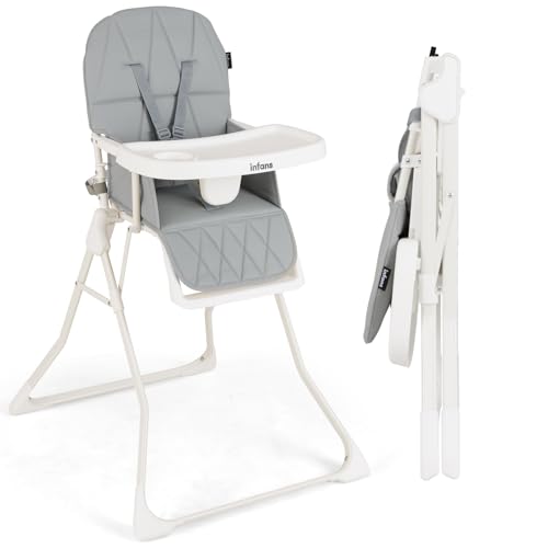 INFANS Baby High Chair, Quick Folding Portable Highchair for Babi...