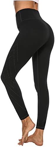 Women’s High Waist Yoga Pants with Pockets, 4 Way Stretch Non See-Through Tummy Control Leggings with Breathable Hole