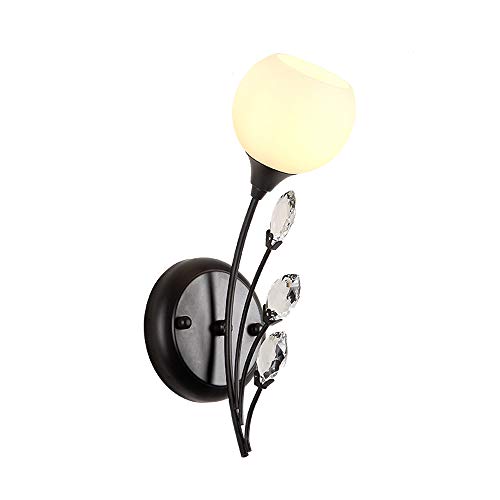 Preisvergleich Produktbild Wandleuchte Schlafzimmer Nachtlese Dekorative Wandleuchte, Wohnzimmerlampe Treppenlicht, Fixture - Schwarz, amerikanischer Minimalist Moderne Eisen-Wand-Lampe, kreatives Kristallglas K9 G9 LED-Wandleu