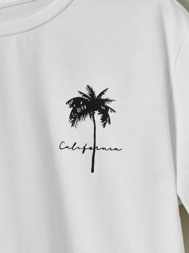 Image of SOLY HUX Boy's Graphic Tees Palm Tree Print Short Sleeve Crew Neck Summer Trendy T-Shirts Clothes for Teen Boys