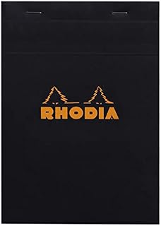 RHODIA 162009C - Stapled Notepad N°16 Black - A5 - Small Squares - 80 Detachable Sheets - 80G Clairefontaine Paper - Soft, Resistant and Waterproof Coated Card Cover - Basics