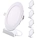 ProGreen Pack of 5 Units 6W Flat LED Panel Light, Dimmable Round Ultrathin LED Recessed Downlight, 480lm, Neutral White 4000K, Cut Hole 4.1 Inch, Panel Ceiling Lighting with 110V LED Driver